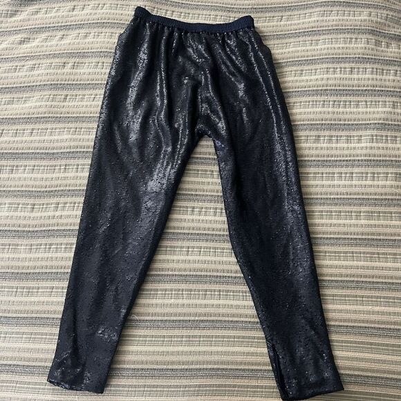 Finders Keepers Women’s Take A Walk Pant Ankle Zip Navy Blue Sequined Small - Picture 11 of 13